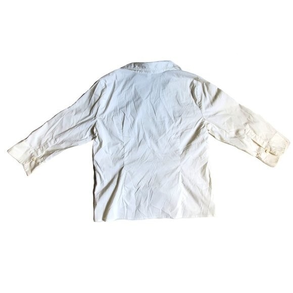Old Navy Stretch white 3/4 sleeve collared tie front top sz XL - Picture 2 of 12
